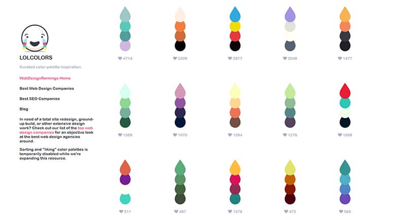 Interface du site "Lol Colors"