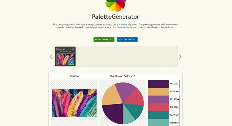 Interface du site "Palette Generator"