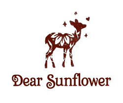 Logo de Dear Sunflower avec texte représentant un tournesol et un croissant de lune