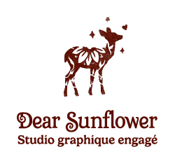 Logo de Dear Sunflower vertical représentant un tournesol et un croissant de lune