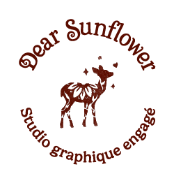 Logo de Dear Sunflower au format macaron représentant un tournesol et un croissant de lune