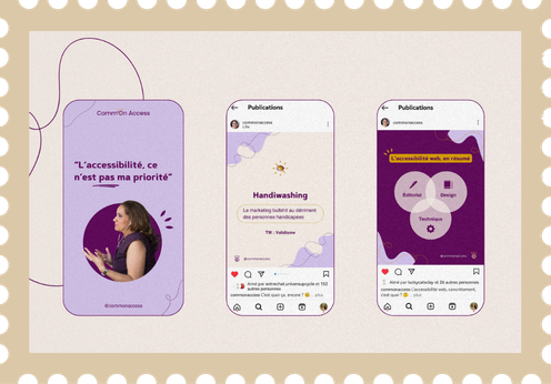 Mise en situation d'une carte de visite et d'un fond d'écran de téléphone, posés sur une table, avec une arche et un cactus en fond